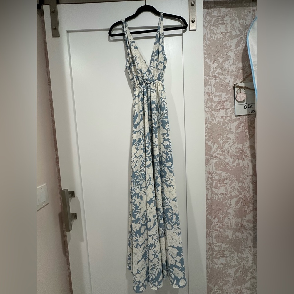 Blue and white floral dress
